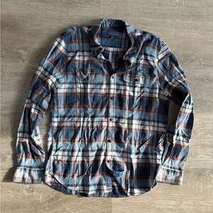 Lucky Brand long sleeve button up Men’s XL blue and Orange Plaid Shirt